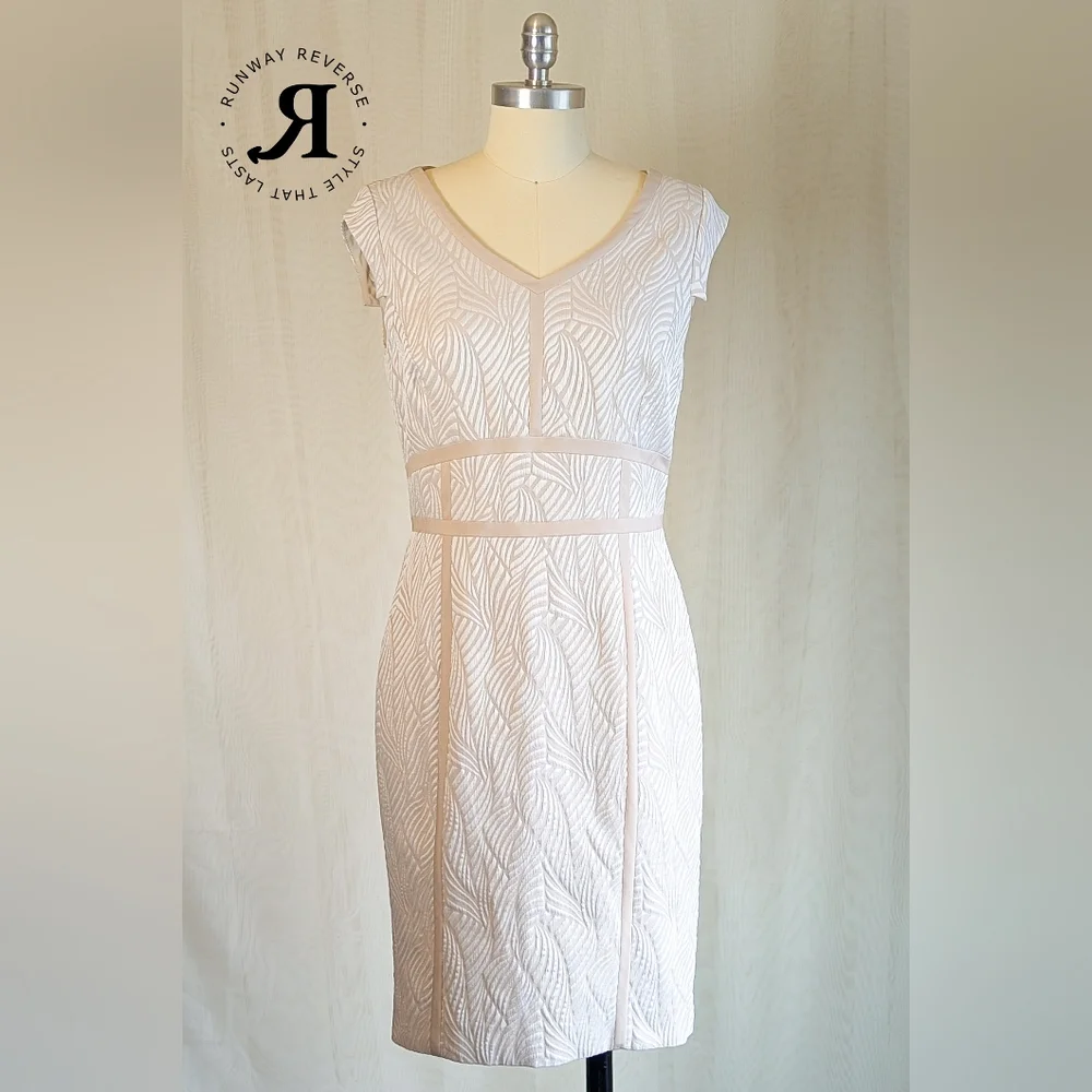 ANTONIO MELANI Cream Textured Midi Dress - Picture 1 of 6